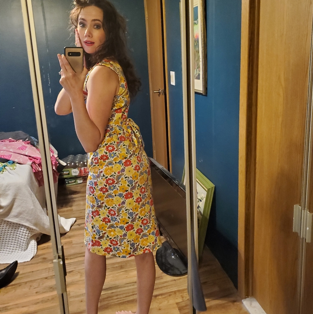 Vintage Birdy Flower Child 1950s Tie Dress
